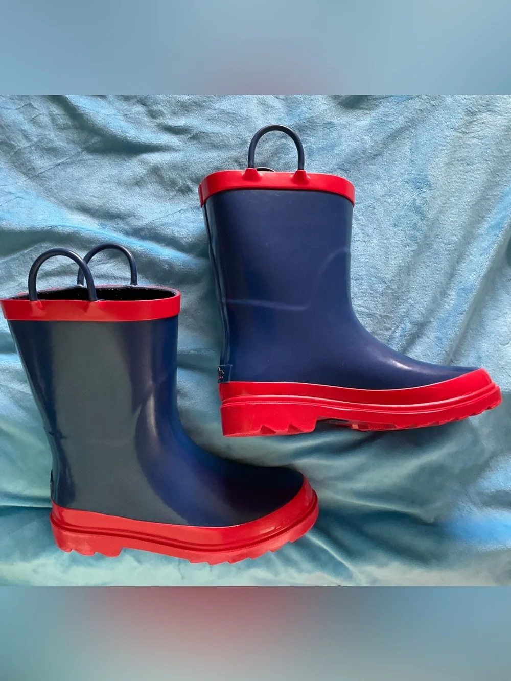 Blue Mountain Kids' Navy and Red Rain Boots